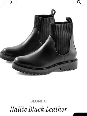 Blondo Hallie Waterproof Black Leather Ankle Boots, size 8.5